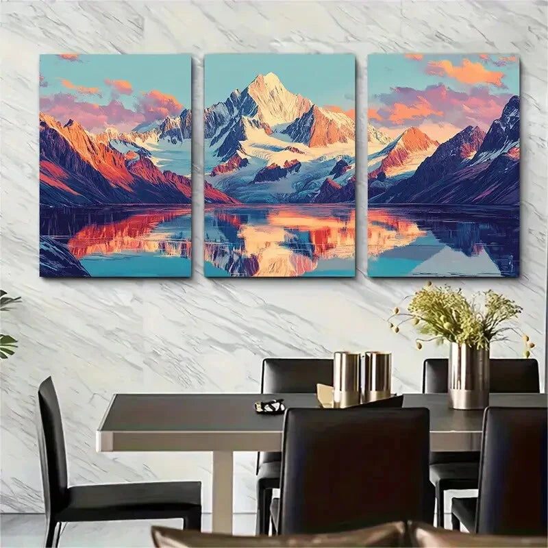 3pcs Vibrant Watercolor Cityscape with Big Ben Metal Print Ready to Hang Art