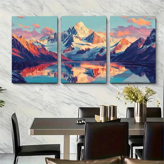 3pcs Vibrant Watercolor Cityscape with Big Ben Metal Print Ready to Hang Art