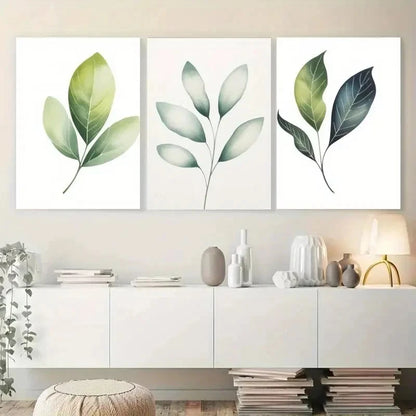 3pcs Green Leaf Modern Home Deco  Wall Art Set Canvas Framed 60x90cm - High Quality Print 100% Australian Made Wall Canvas Ready to Hang