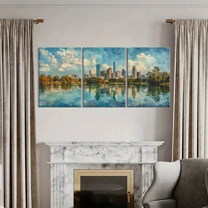3pcs Abstract Cityscape Architecture Reflection Print Ready to Hang Art
