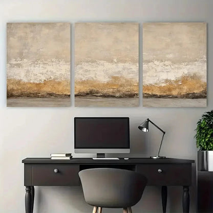 3pcs Beige Wabi Sabi Neutral Abstract Design Wall Art Set Canvas Framed 60x90cm - High Quality Print 100% Australian Made Wall Canvas Ready to Hang