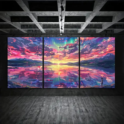 3pcs Colorful Cloud Anime Landscape Metal Print Ready to Hang Art