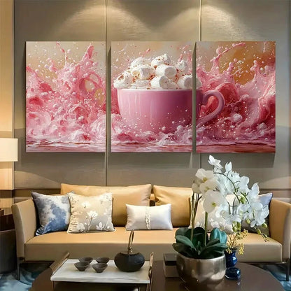 3pcs Whimsical Marshmallow Cocoa Metal Print Ready to Hang Art