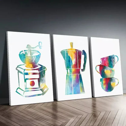 3pcs Colorful Minimalist Kitchen Dining Room Wall Art Canvas Unframed - High Quality Print 100% Australian Made Wall Canvas