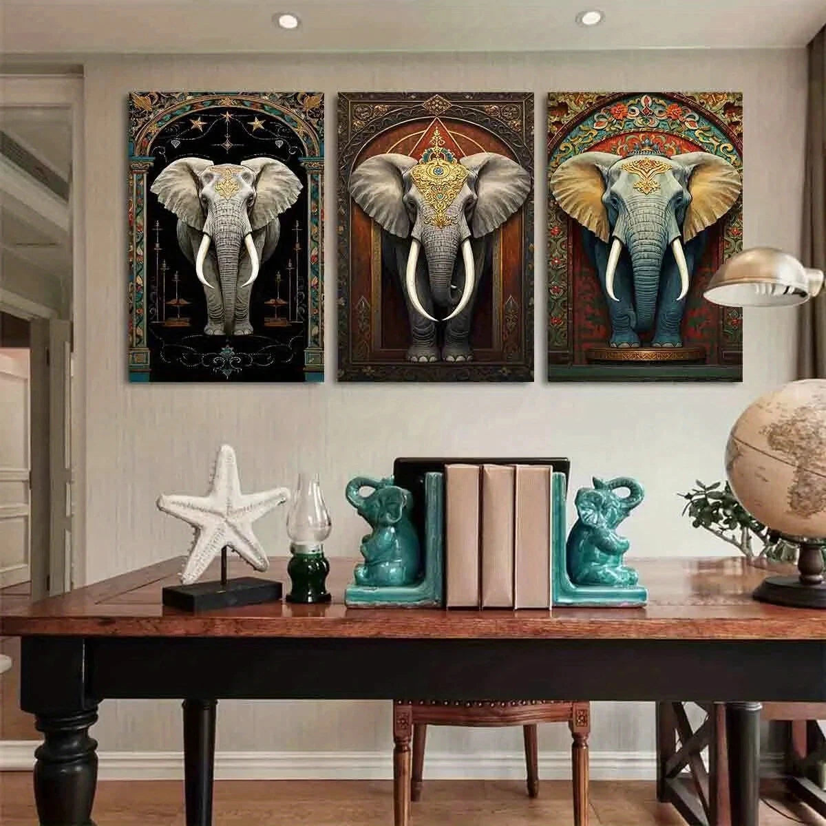 3pcs Cute and Interesting Elephant Metal Print Ready to Hang Art