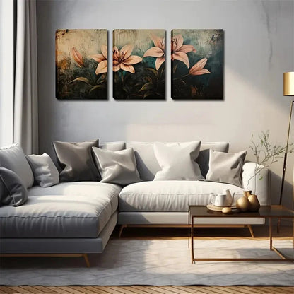 3pcs Lily Flower Design Deco Perfect Wall Art Set Canvas Framed 40x60cm - High Quality Print 100% Australian Made Wall Canvas Ready to Hang