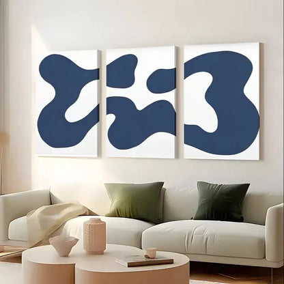 3pcs Navy Blue Abstract Contemporary Modern Shapes Art Canvas Framed 40x60cm - High Quality Print 100% Australian Made Wall Canvas Ready to Hang