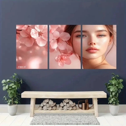 3pcs Elegant Floral Minimalist Boho Style Metal Print Ready to Hang Art