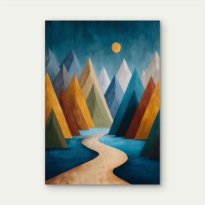 Boho River Journey Relaxing Narrow Art Metal Print Ready to Hang