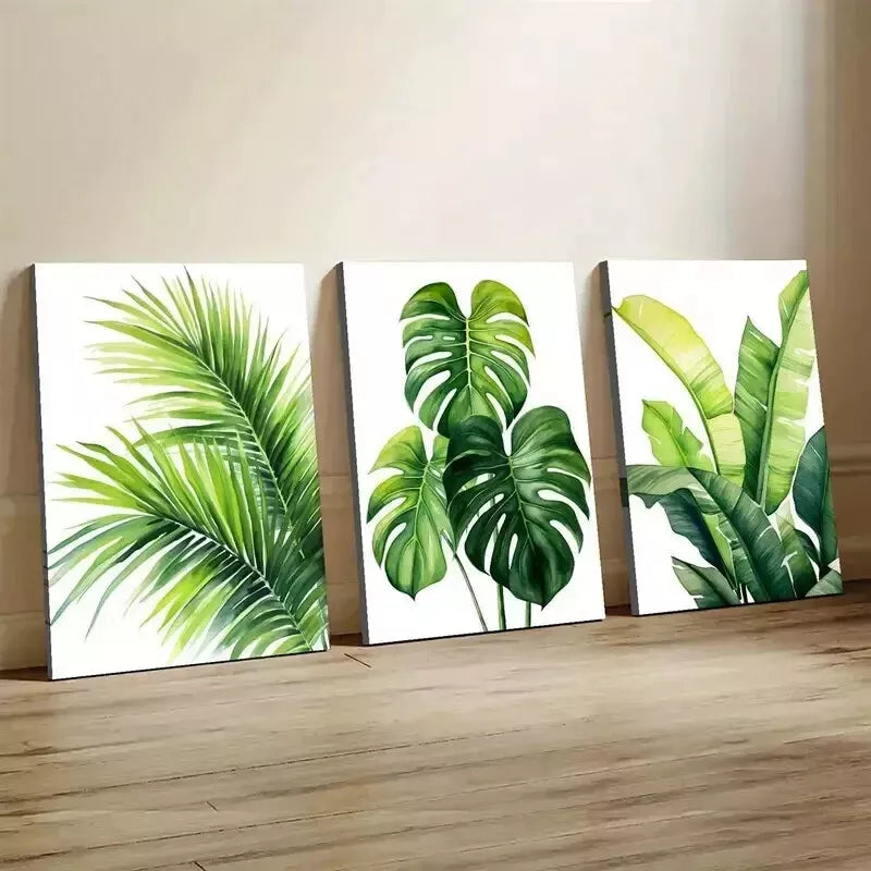 3pcs Tropical Leaf Canvas Wall Art Set Canvas Framed 50x70cm - High Quality Print 100% Australian Made Wall Canvas Ready to Hang