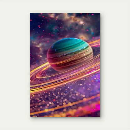 Vibrant Galactic Planet Metal Print Ready to Hang