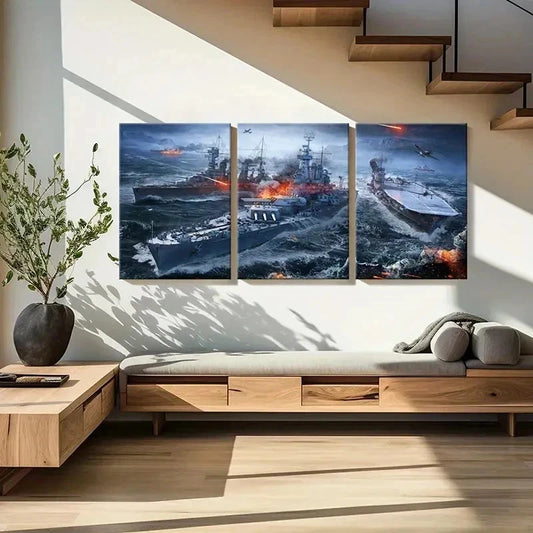 33pcs Military Theme Aircraft Carrier War Wall Art Set Canvas Framed 40x60cm - High Quality Print 100% Australian Made Wall Canvas Ready to Hang