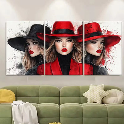 3pcs Elegant Fashion Illustration Metal Print Ready to Hang Art