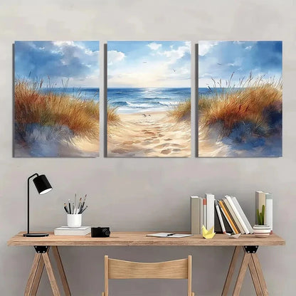 3pcs Adorable White Rabbit Realistic Oil Painting Metal Print Ready to Hang Art