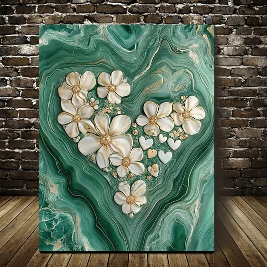 Featuring a Green Marble Design by Hocapontas Painting 40x60cm Metal Print Ready to Hang