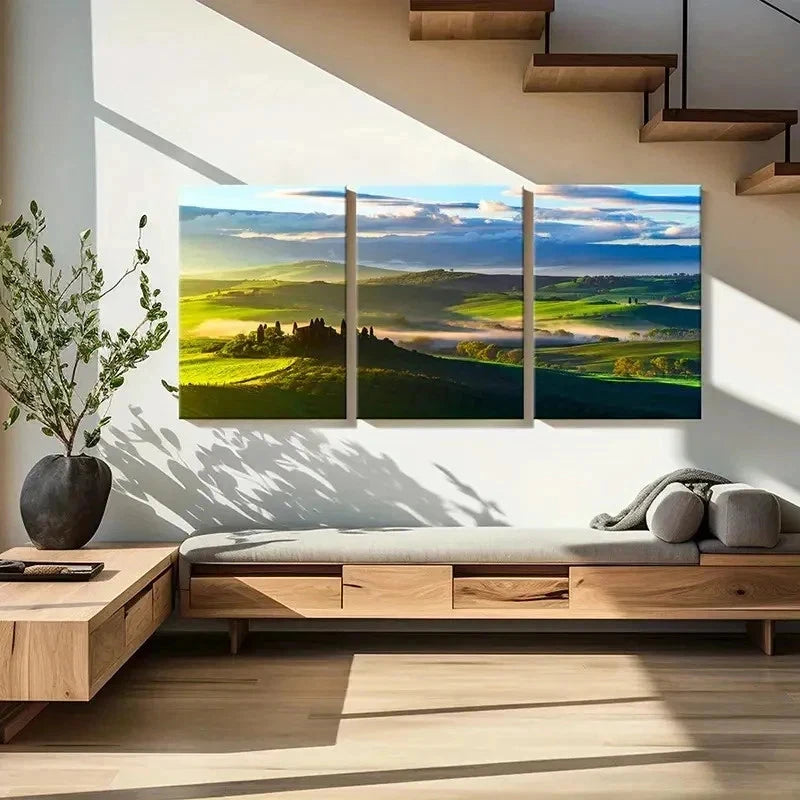 3pcs Magnificent Green Natural Landscape Wall Art Set Canvas Framed 40x60cm - High Quality Print 100% Australian Made Wall Canvas Ready to Hang