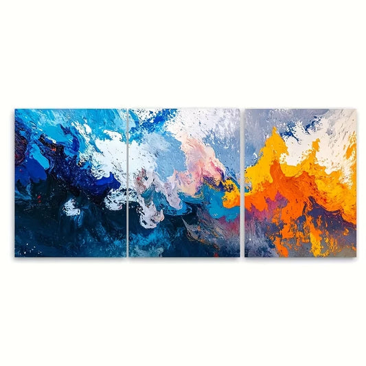 3pcs Abstract Multicolor Metal Print Ready to Hang Art