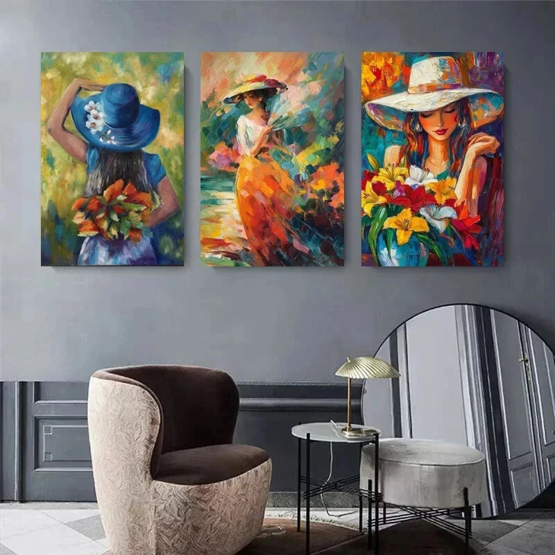 3pcs Vibrant Boho Floral Abstract Modern Chic Metal Print Ready to Hang Art