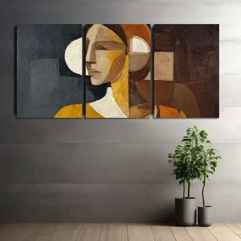 3pcs Abstract Woman – Picasso Style Poster Metal Print Ready to Hang Art