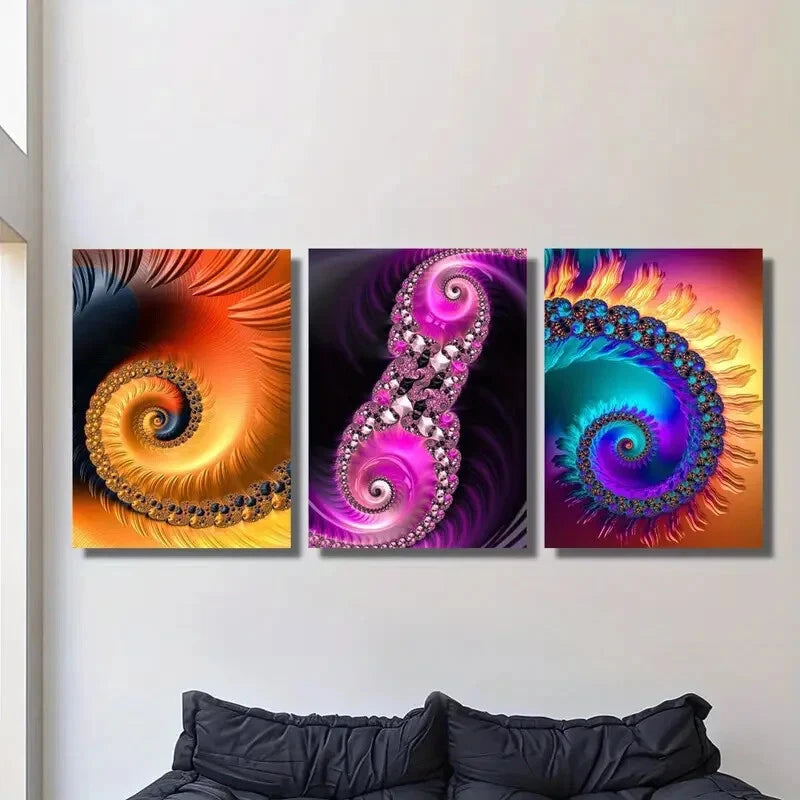 3pcs ,Abstract Swirl Prints Metal Print Ready to Hang Art