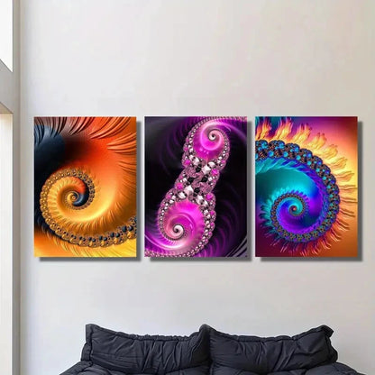 3pcs ,Abstract Swirl Prints Metal Print Ready to Hang Art