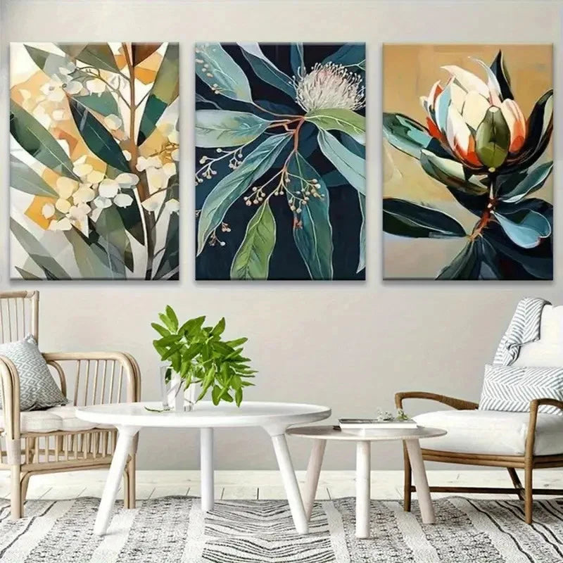 3pcs Abstract Botanical Australian Native Flowers Metal Print Ready to Hang Art