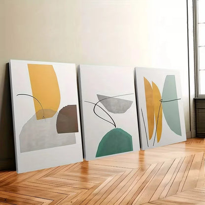3pcs Abstract Blue And Yellow Pattern Wall Art Set Canvas Framed 40x60cm – High Quality Print, 100% Australian Made, Ready to Hang