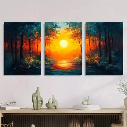 3pcs The Forest Landscape Painting Nature Metal Print Ready to Hang Art