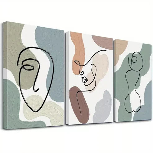 3pcsModern Minimalist Aesthetic Abstract Wall Art Set Canvas Framed 60x90cm - High Quality Print 100% Australian Made Wall Canvas Ready to Hang