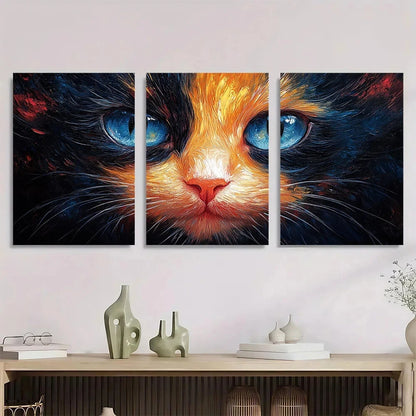 3pcs Colorful Cat Animal Various Scenes Metal Print Ready to Hang Art