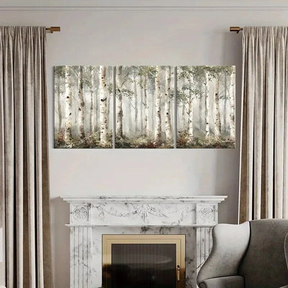 3pcs Watercolor Forest Art Birch Trees Nature SceneMetal Print Ready to Hang Art