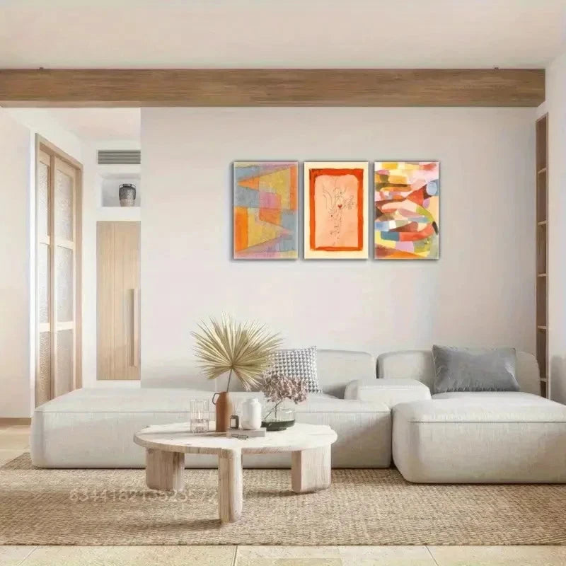 3pcs Abstract Style Geometric Line Art Metal Print Ready to Hang Art