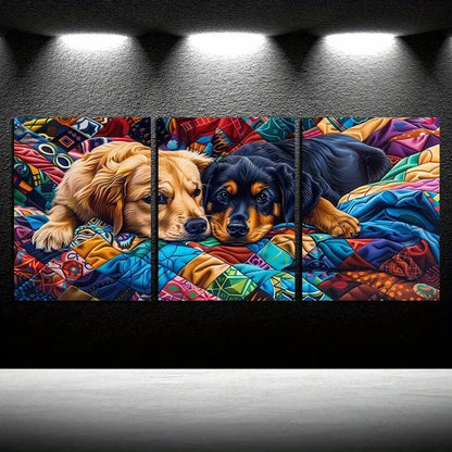 3pcs Modern Colorful Pet Painting Design Metal Print Ready to Hang Art