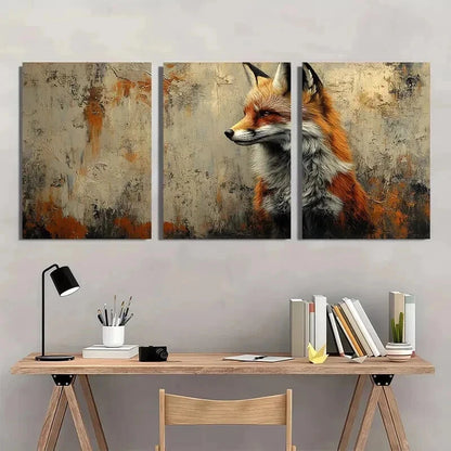 3pcs Vintage Fox Realistic Animal Printe Wall Art Set Canvas Framed 40x60cm - High Quality Print 100% Australian Made Wall Canvas Ready to Hang