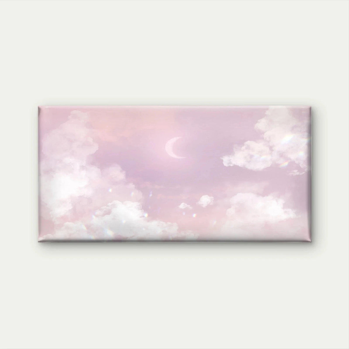 Pink Sky With Crescent Moon Wall Art Canvas Office Home Room Framed 120x60cm