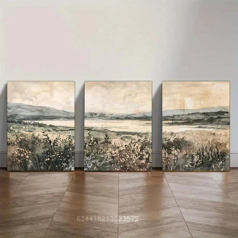 3pcs Wildflowers Art Poster Landscape Art Metal Print Ready to Hang Art