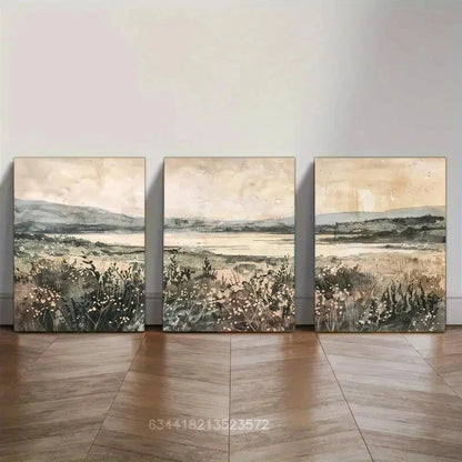 3pcs Wildflowers Art Poster Landscape Art Metal Print Ready to Hang Art