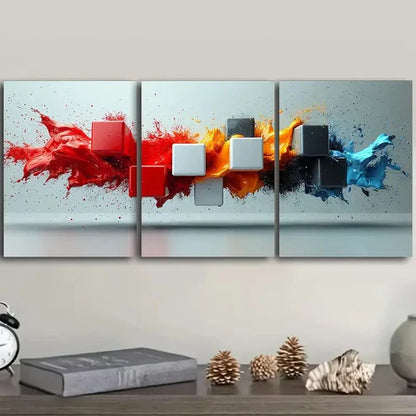 3pcs Black and white cubes Wall Art Canvas Unframed - High Quality Print 100% Australian Made Wall Canvas