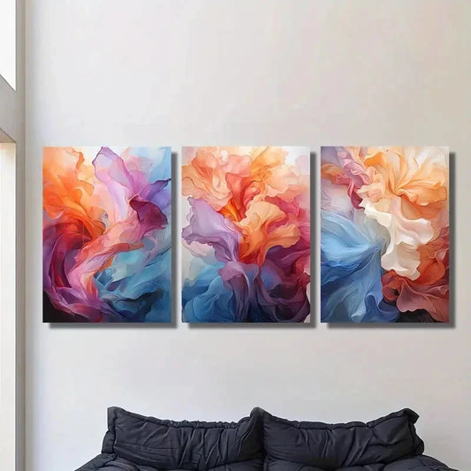 3pcs Abstract Art Dazzling Colorful Bright Metal Print Ready to Hang Art