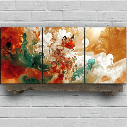 3pcs Abstract Fox Design Colourful Metal Print Ready to Hang Art