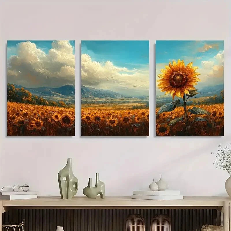 3pcs Mom Sunflower Painting Metal Print Ready to Hang Art