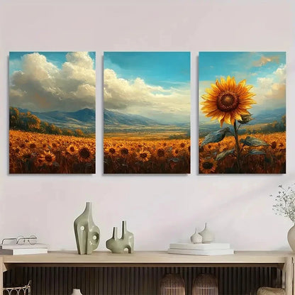 3pcs Mom Sunflower Painting Metal Print Ready to Hang Art