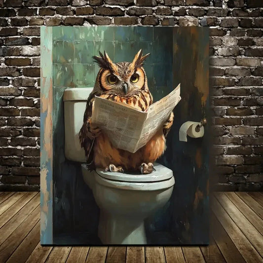 Beautiful Whimsy Woodland Owl Painting 40x60cm Metal Print Ready to Hang