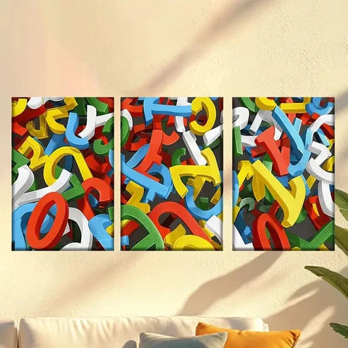 3pcs Fun letter accessories Wall Art Set Canvas Unframed - High Quality Print 100% Australian Made Wall Canvas