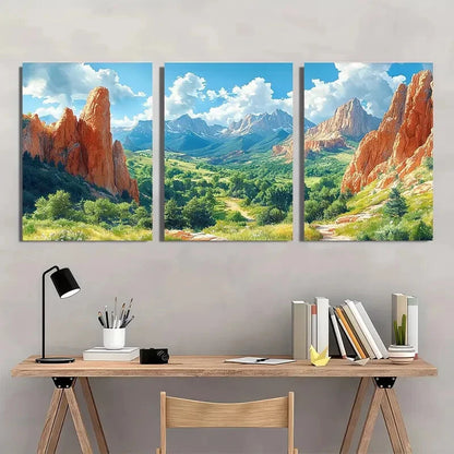 3pcs Vibrant Colorado Mountains & Red Rocks Lands Metal Print Ready to Hang Art
