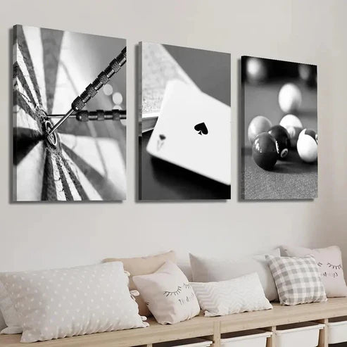 3pcs Dartboard with Bullseye Ace of Spades Wall Art Set Canvas Unframed - High Quality Print 100% Australian Made Wall Canvas