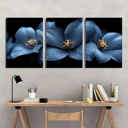 3pcs Abstract Black Flower Botanical Floral Metal Print Ready to Hang Art