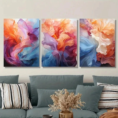 3pcs Abstract Art Dazzling Colorful Bright Metal Print Ready to Hang Art