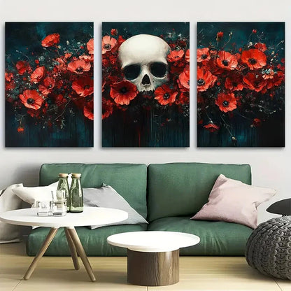 3pcs The Amongst The Flowers Dark Academia Design Metal Print Ready to Hang Art