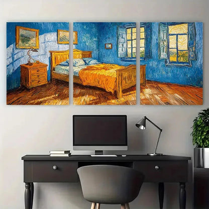 3pcs Vincent van Gogh's The Bedroom Metal Print Ready to Hang Art